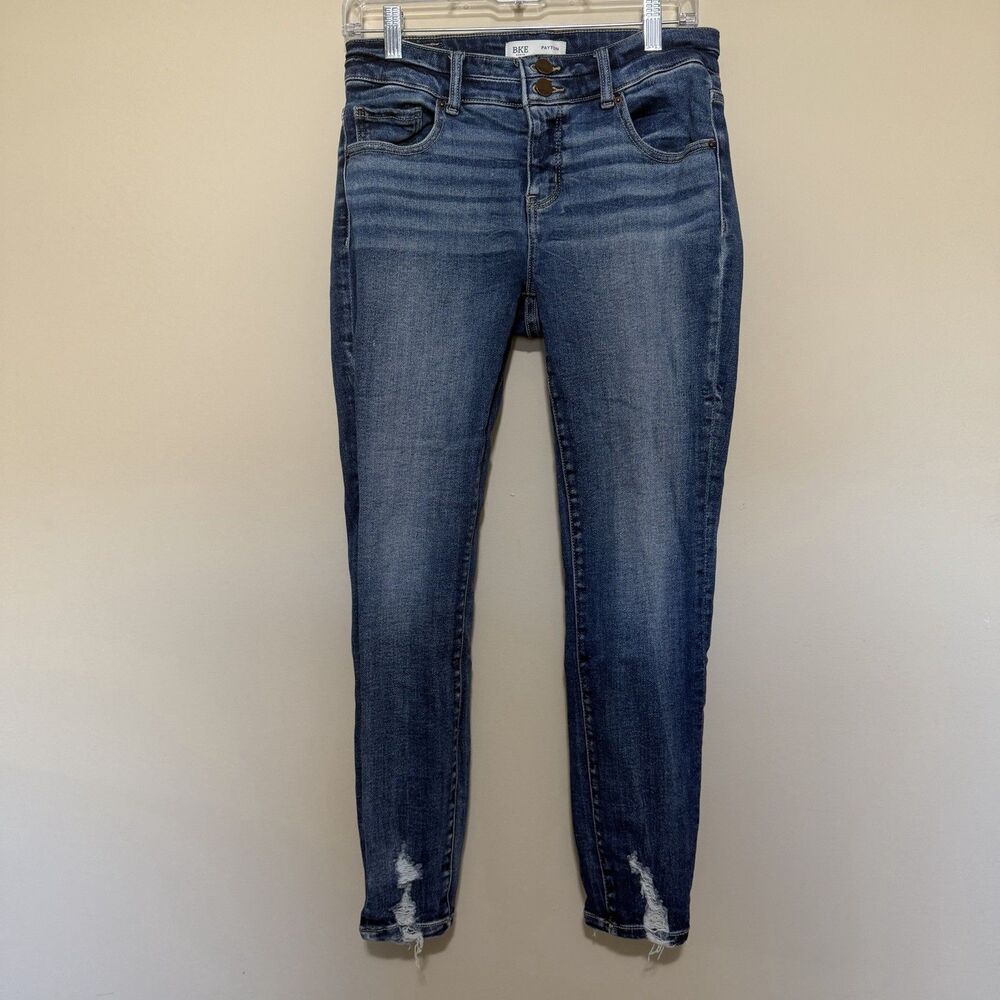 BKE Payton Jeans Womens 27 X 27 Blue Mid-Rise Ankle Skinny Ripped Denim Jeans
